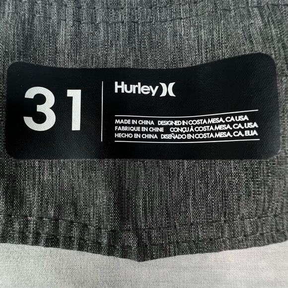 Hurley Mens Boardshort Phantom Zion Zip Pocket Black Surf Swim Trunk Size 31 - Picture 11 of 11